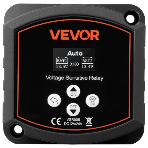 VEVOR Dvigubos baterijos izoliatorius, 12 V 300 A, rankinis ir automatinis VSR su LCD ekranu
