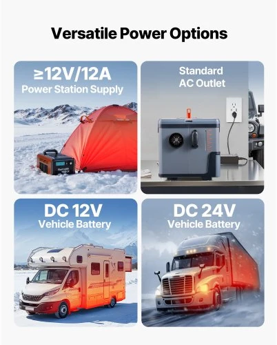 VEVOR Dyzelinis šildytuvas 5-8 kW, DC 12 V/24 V, nešiojamas „all in one“, su Bluetooth programėle, nuotoliniu valdymu ir LCD ekranu