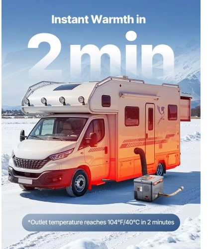 VEVOR Dyzelinis šildytuvas 5-8 kW, DC 12 V/24 V, nešiojamas „all in one“, su Bluetooth programėle, nuotoliniu valdymu ir LCD ekranu