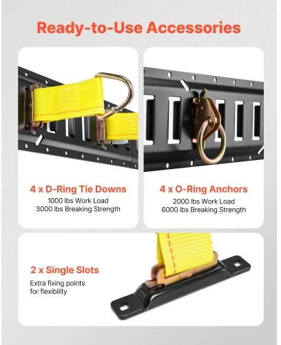 VEVOR E-track tvirtinimo bėgelių rinkinys, 4 vnt. 0,4 m, 21 dalių