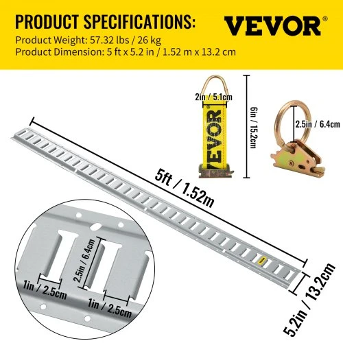 Koduva VEVOR E Track tvirtinimo bėgių rinkinys, 34 vnt., 152,4 cm