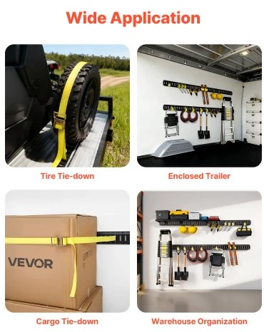 Koduva VEVOR E-Track tvirtinimo bėgių rinkinys, 4 vnt., 2,3 m, 26 dalių