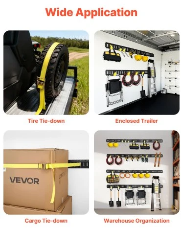 Koduva VEVOR E-Track tvirtinimo bėgių rinkinys, 8 vnt., 1,5 m+1,2 m+0,6 m+0,3 m, 36 dalių
