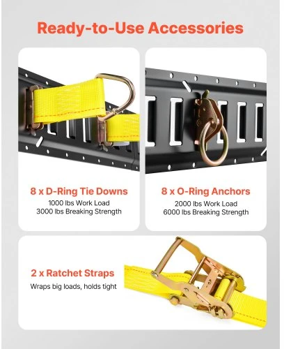 Koduva VEVOR E-Track tvirtinimo bėgių rinkinys, 8 vnt., 1,5 m+1,2 m+0,6 m+0,3 m, 36 dalių