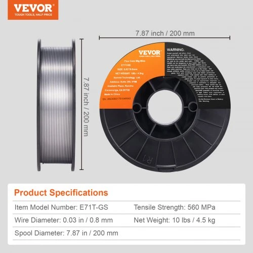 Koduva VEVOR E71T-GS mig suvirinimo viela, 0,8 mm, 4,5kg