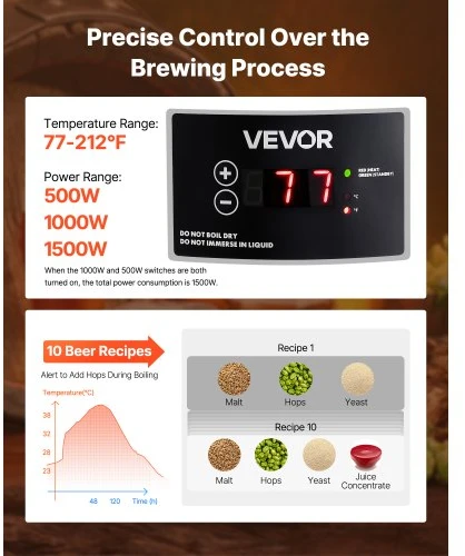 Koduva VEVOR elektrinė alaus virimo sistema, 8 gal/30 l, 25–100 ℃