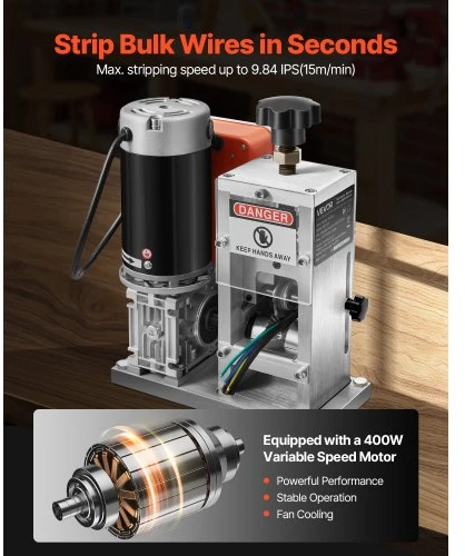 Koduva VEVOR elektrinė automatinė laidų izoliacijos nuėmimo mašina 1,5–40 mm, 400 W