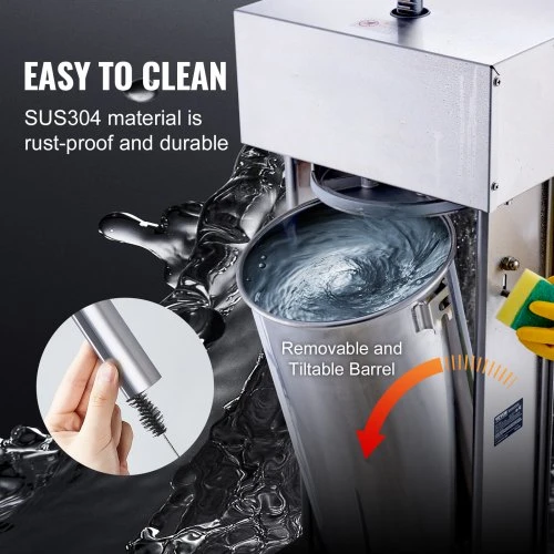 VEVOR Elektrinė dešrų kimštuvė, 25 l / 55 lb vertikali, 400 W, su pėdiniu jungikliu ir 5 antgaliais