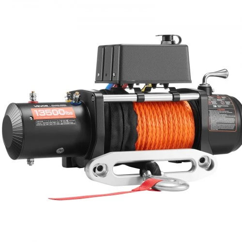 VEVOR Elektrinė gervė, 13 500 lbs, 12 V DC, su sintetiniu lynu 9,5 mm x 24 m