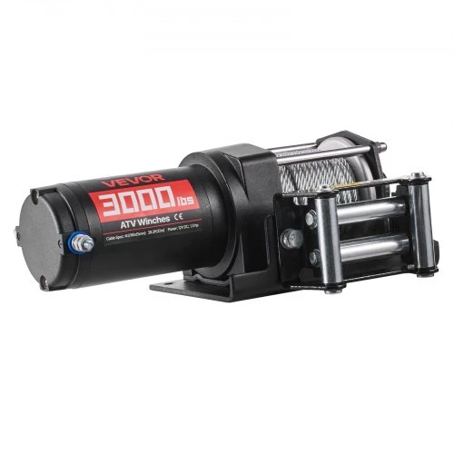 VEVOR Elektrinė gervė 1360 kg, 12 V DC ATV/UTV, plieno trosas 5 mm x 12 m, laidinis pultas
