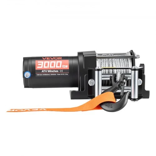 VEVOR Elektrinė gervė 1360 kg, 12 V DC ATV/UTV, plieno trosas 5 mm x 12 m, laidinis pultas