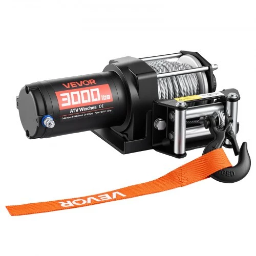 VEVOR Elektrinė gervė 1360 kg, 12 V DC ATV/UTV, plieno trosas 5 mm x 12 m, laidinis pultas