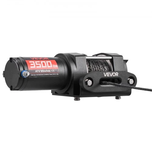 VEVOR Elektrinė gervė 1587 kg, 12 V DC ATV/UTV, su sintetine virve 5,5 mm x 10 m, laidinis valdymas