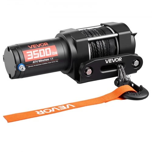 VEVOR Elektrinė gervė 1587 kg, 12 V DC ATV/UTV, su sintetine virve 5,5 mm x 10 m, laidinis valdymas