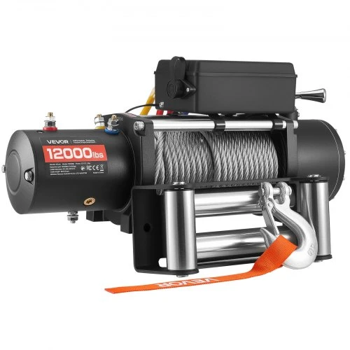 VEVOR Elektrinė gervė, 5400 kg, 12 V DC, su Φ9,1 mm x 24 m plieniniu lynu, belaidis ir laidinis valdymas