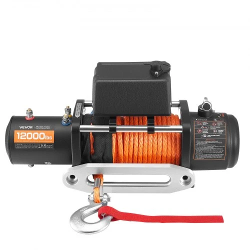 VEVOR Elektrinė gervė, 5400 kg, 12 V DC, su sintetiniu lynu 9,1 mm x 23 m