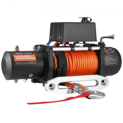 VEVOR Elektrinė gervė, 5400 kg, 12 V DC, su sintetiniu lynu 9,1 mm x 23 m