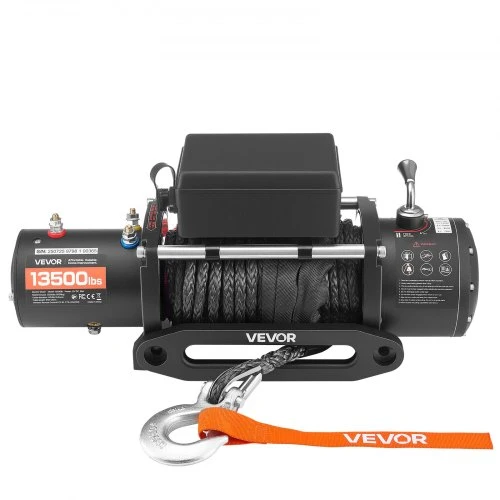 VEVOR Elektrinė gervė 6100 kg, 12 V DC, su sintetiniu lynu 9,5 mm x 26 m, belaidis ir laidinis valdymas