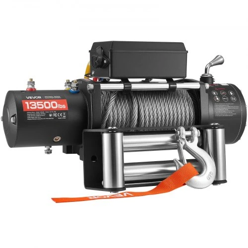 VEVOR Elektrinė gervė, 6100 kg, 12 V DC, 9,5 mm x 24 m plieno lynas, belaidis ir laidinis valdymas