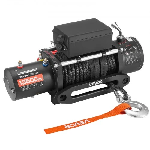 VEVOR Elektrinė gervė 6100 kg, 12 V DC, su sintetiniu lynu 9,5 mm x 26 m, belaidis ir laidinis valdymas