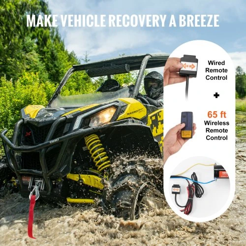 VEVOR Elektrinė gervė ATV UTV, 1814,4kg, plieno trosas, IP55, nuotolinis valdymas