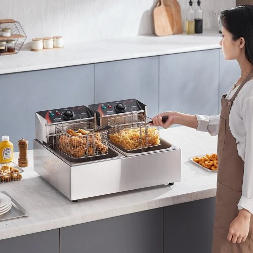 VEVOR Elektrinė gruzdintuvė, 24 l, 5000 W, sidabrinė