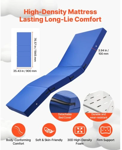 VEVOR Elektrinė ligoninės lova, 5 funkcijų, su Trendelenburgo padėtimi, 127 mm užrakinamais ratukais, čiužiniu, 250 kg