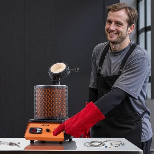 VEVOR Elektrinė lydymo krosnis, 1500 W, 2102 °F / 1150 °C, su 5kg keraminiu tigliu