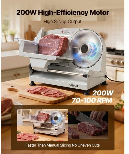 Koduva VEVOR elektrinė mėsmalė, 190 mm SUS420 peilis, pilka, SL520