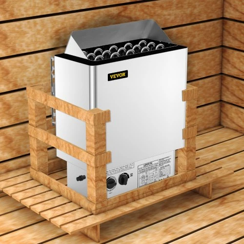 VEVOR Elektrinė pirties krosnelė 9 kW, 380–415 V, šlapio ir sauso naudojimo, su valdymo bloku, nerūdijančio plieno