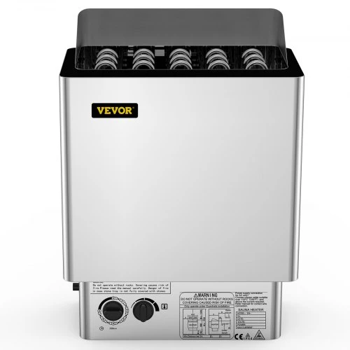 VEVOR Elektrinė pirties krosnelė 9 kW, 380–415 V, šlapio ir sauso naudojimo, su valdymo bloku, nerūdijančio plieno