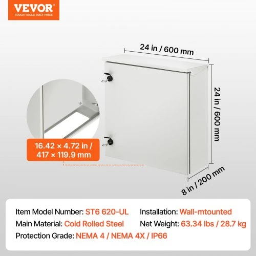 VEVOR Elektrinė plieninė spinta, 60x60x20 cm