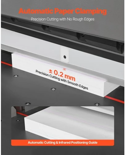 VEVOR Elektrinė popieriaus pjaustyklė, metalinė hidraulinė, 660 mm pjovimo plotis, 100 mm storis, infraraudonieji jutikliai