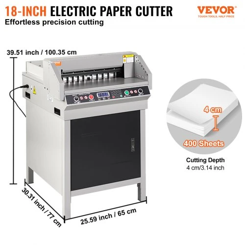 VEVOR Elektrinė popieriaus pjaustyklė 18" 450 mm, 450VS+, biurui