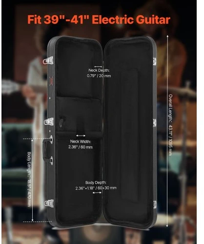 VEVOR Elektrinės gitaros kietas dėklas 1095 mm su užraktu ir raktu