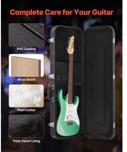 VEVOR Elektrinės gitaros kietas dėklas 1095 mm su užraktu ir raktu