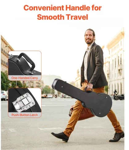 VEVOR Elektrinės gitaros kietas dėklas, 105 cm, su užraktu ir raktu, skirtas LES Paul gitaroms