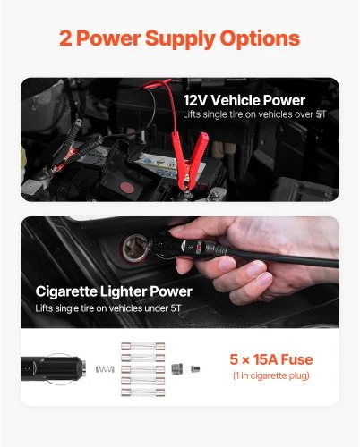 VEVOR Elektrinis automobilio domkratas, su integruotu pūstuvu, 12 V, su elektriniu smūginiu veržliasūkiu ir LED šviesa