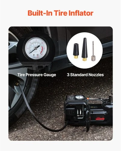 VEVOR Elektrinis automobilio domkratas, 5 t, 12 V, su įmontuotu pripūtėju, LED šviesa