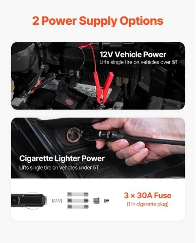 VEVOR Elektrinis automobilio domkratas, 5 t, 12 V, su įmontuotu pripūtėju, LED šviesa