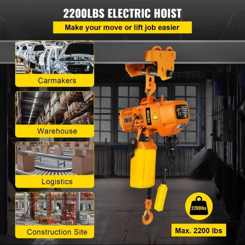 VEVOR Elektrinis grandininis keltuvas, 2200 lbs, 13 ft, 230 V, su laidiniu pultu