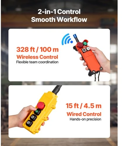 VEVOR Elektrinis grandininis keltuvas 500 kg, 6 m, trifazis, belaidis ir laidinis nuotolinis valdymas