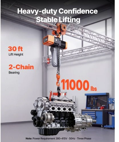 VEVOR Elektrinis grandininis keltuvas, 5000 kg, 9,1 m, 3 fazių, belaidis ir laidinis nuotolinis valdymas
