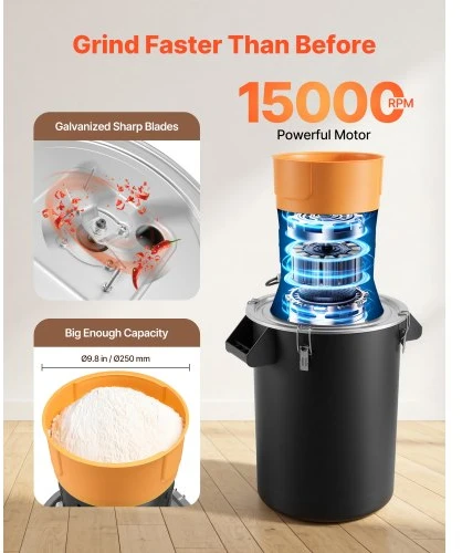 VEVOR Elektrinis grūdų malūnas, 600 W, 53 l