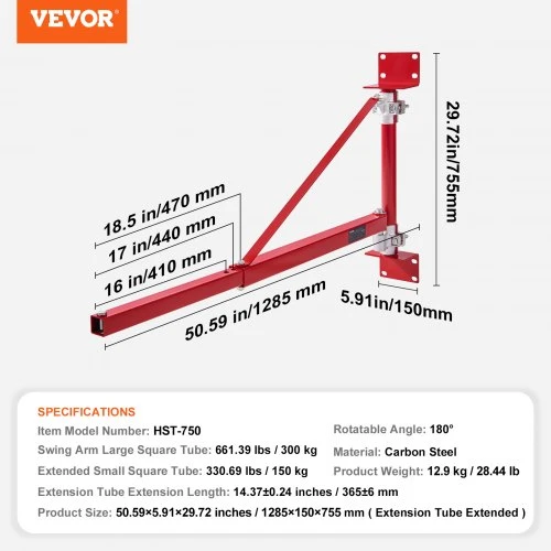 VEVOR Elektrinis keltuvo laikiklio svirties laikiklis, 300 kg, 180° pasukamas, plieno