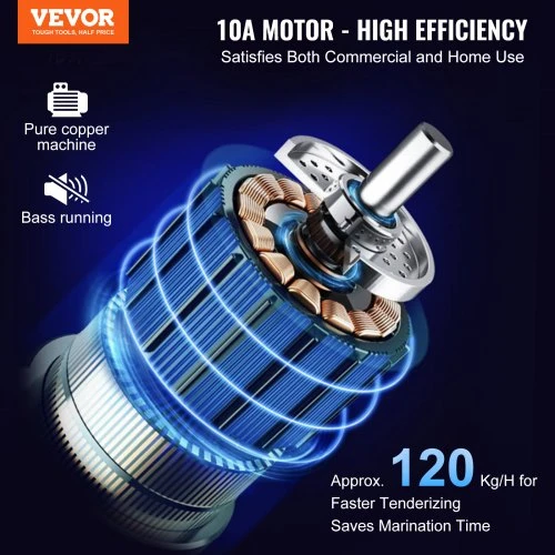 VEVOR Elektrinis mėsos minkštiklis, 450 W, nerūdijančio plieno, su rankena, mėsos žnyplėmis ir valymo šepečiu