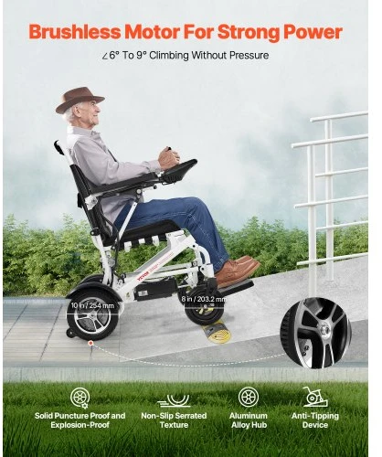 VEVOR Elektrinis neįgaliojo vežimėlis suaugusiems, 136 kg, sulankstomas, 21 km nuvažiuojamas atstumas, 53 cm sėdynė