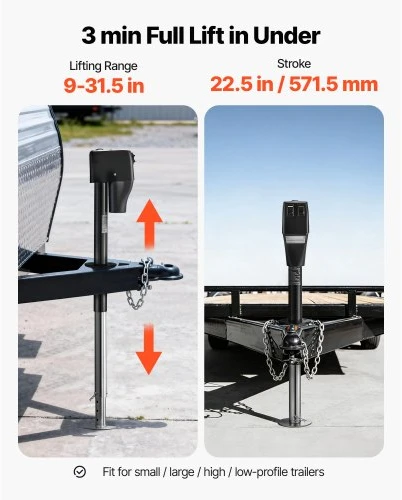 VEVOR Elektrinis priekabos kablys, 2268 kg, 12 V DC, juodas