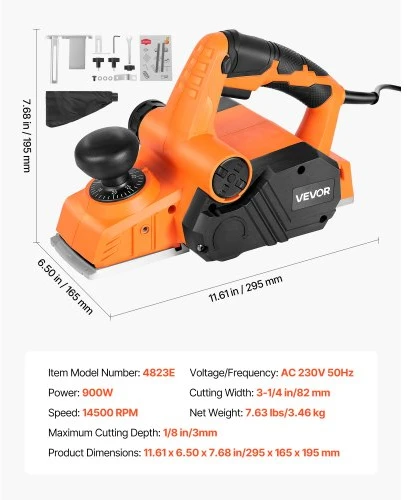 Koduva VEVOR elektrinis rankinis oblius, 82 mm, 900 W, 14500 aps./min., laidinis