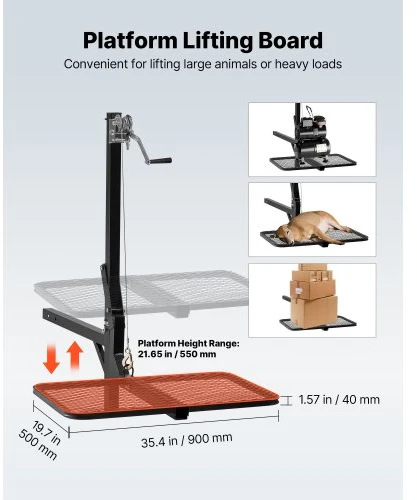 VEVOR Elnių keltuvas su platforma, 300 lbs, 2 colių įvadas, 360° pasukamas ir sulankstomas